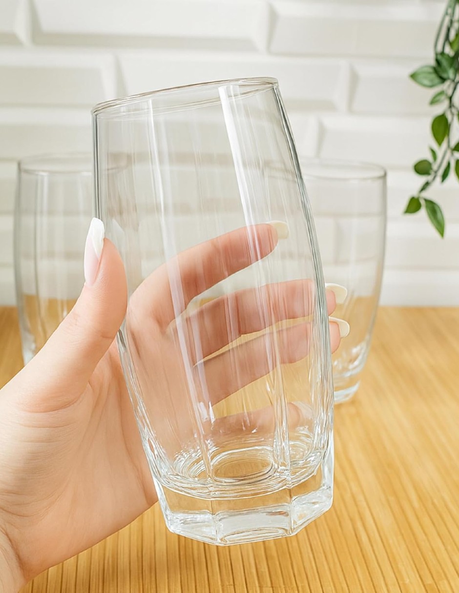 Vaso largo de vidrio con 6 piezas