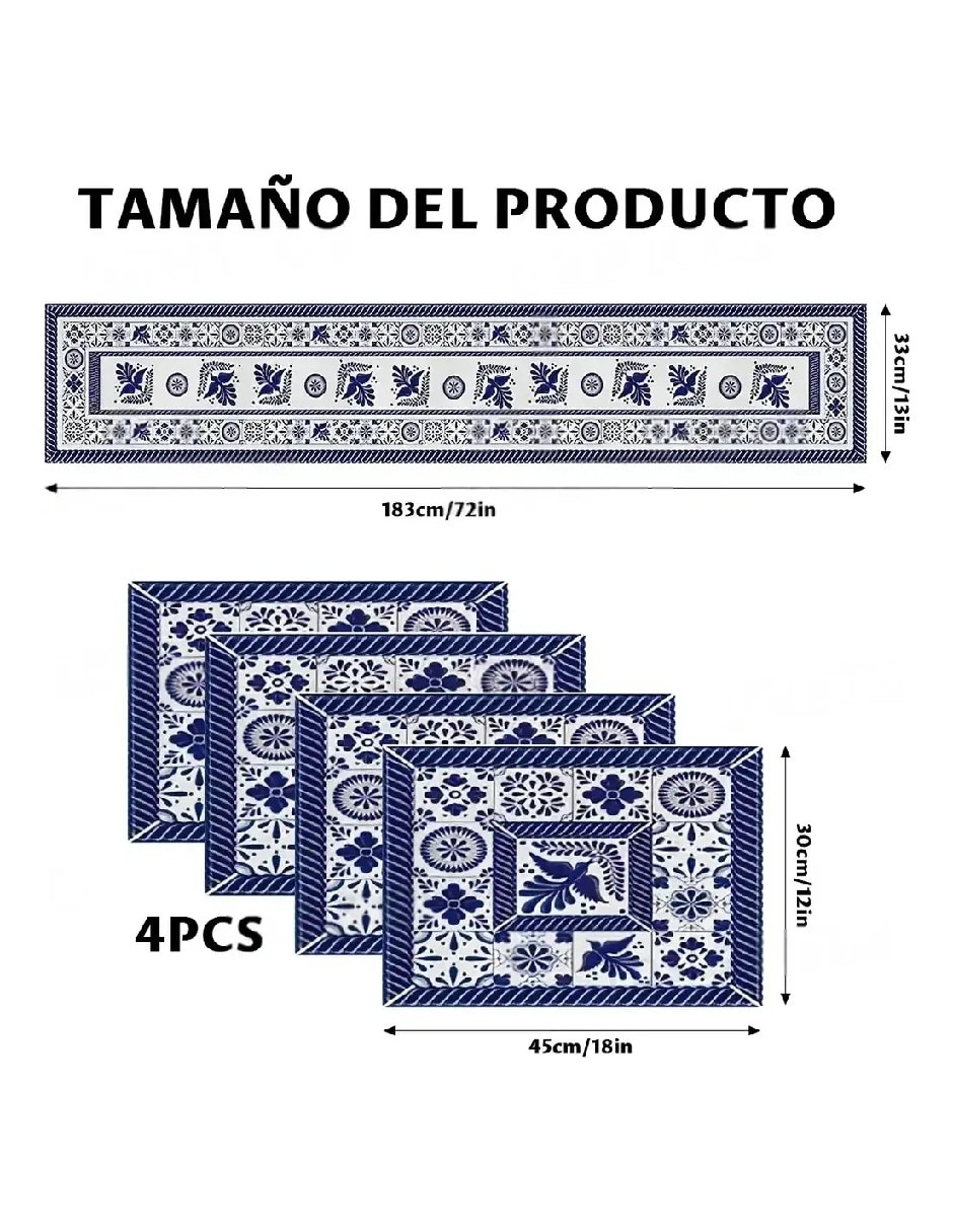 Set mantel rectangular México mosaico 4