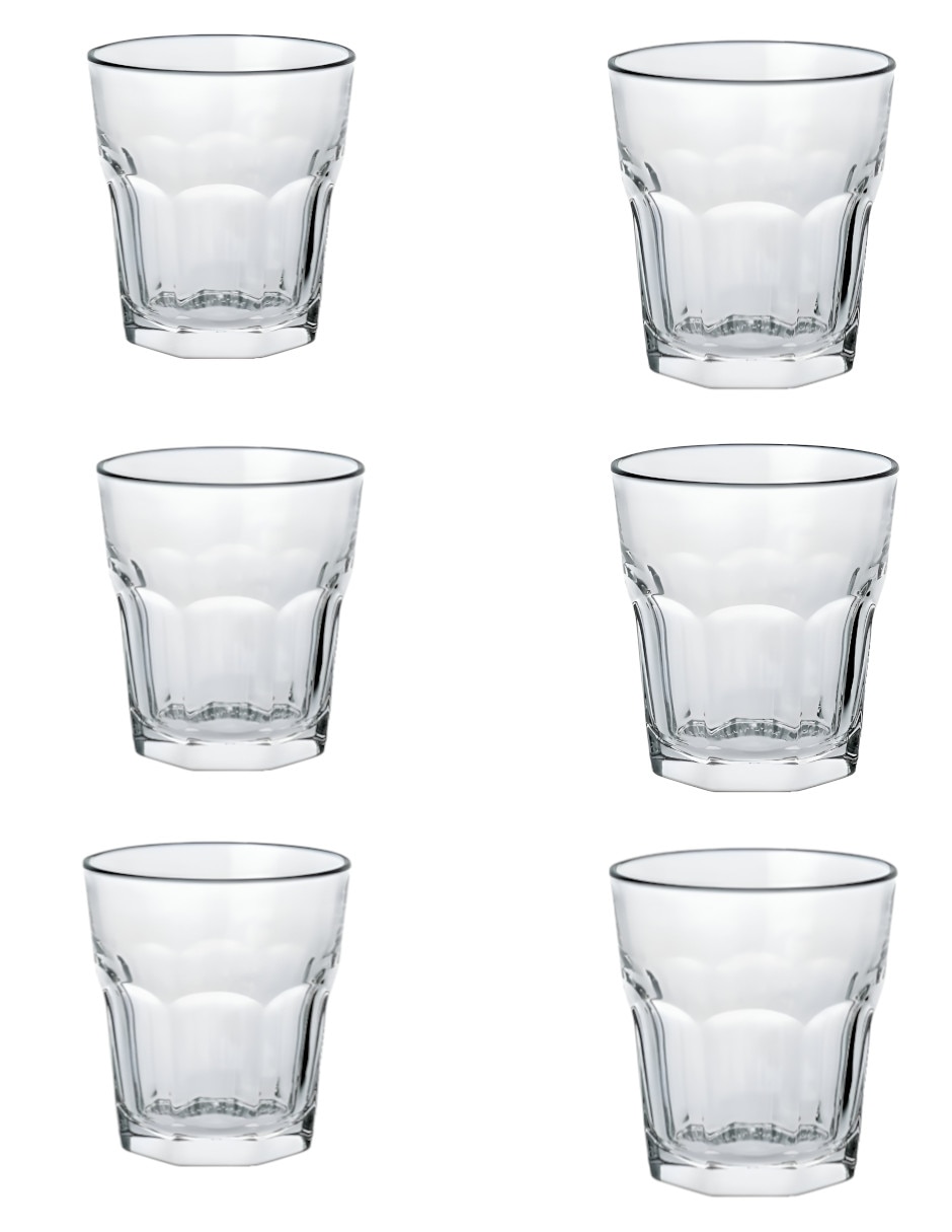Vaso para whisky de vidrio con 6 piezas