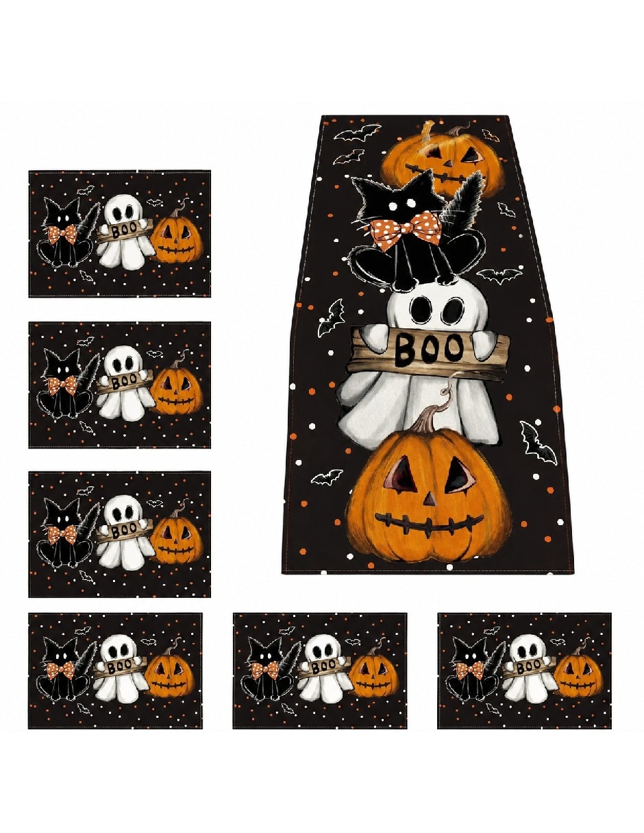 Set mantel Rectangular de Lino Halloween