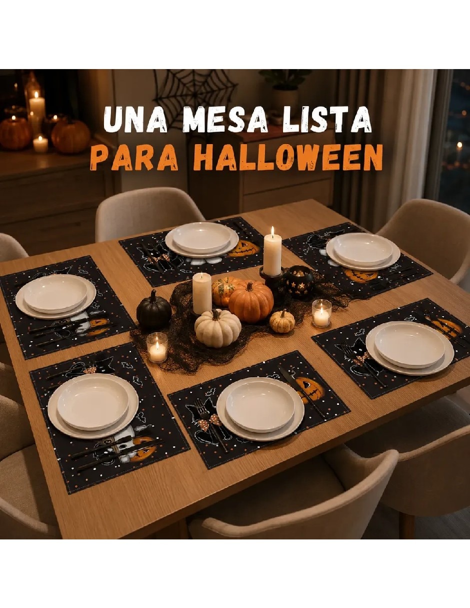 Set mantel Rectangular de Lino Halloween 2
