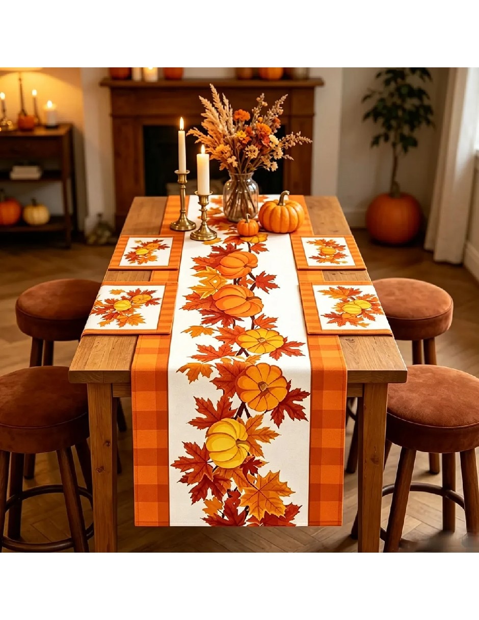 Set mantel rectangular de lino halloween 2