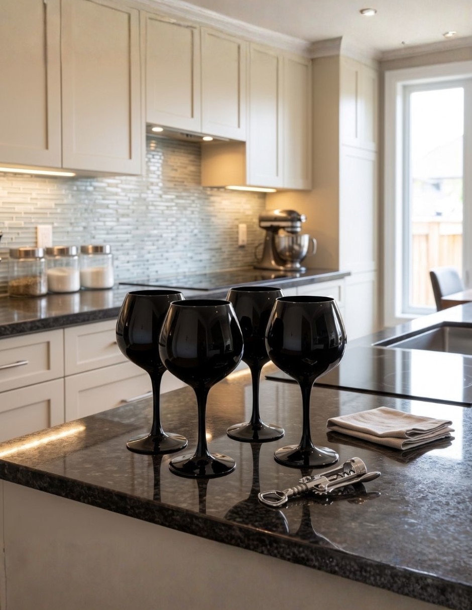 Set de copas para vino Black is Black de vidrio 4 piezas 2