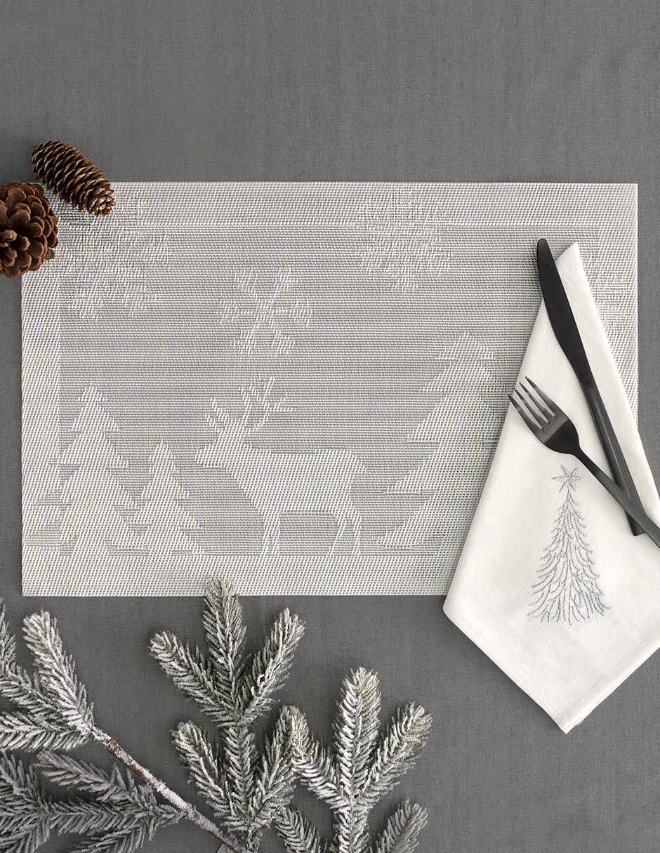 Set mantel individual Rectangular de Poliuretano y PVC SILVER FOREST Reno 5