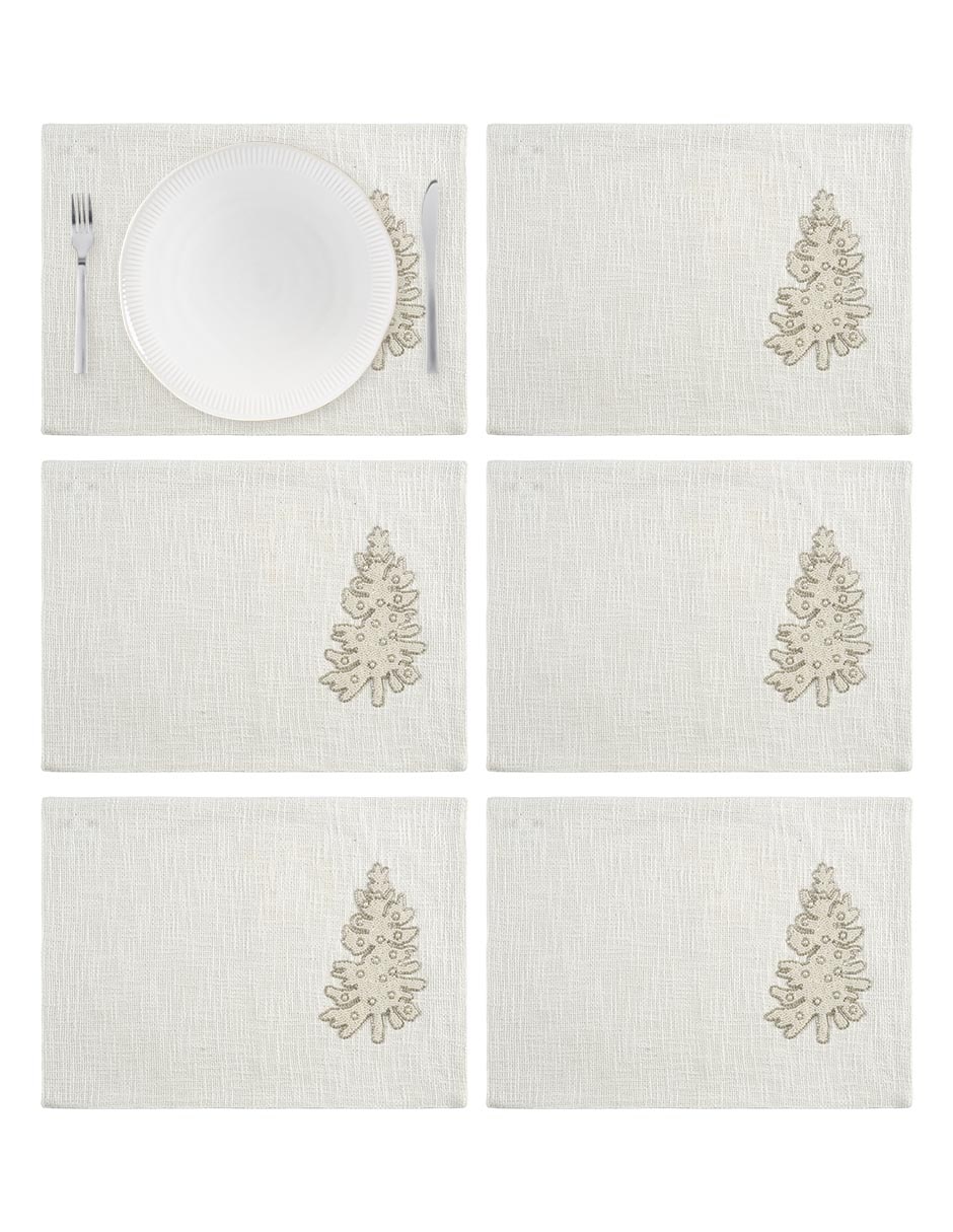 Set mantel individual rectangular frost navidad