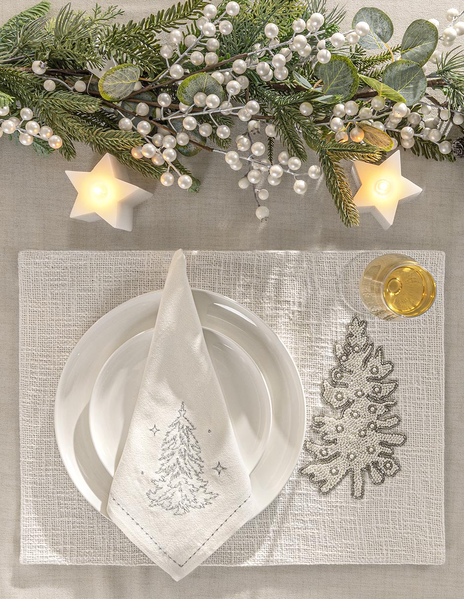 Set mantel individual rectangular frost navidad