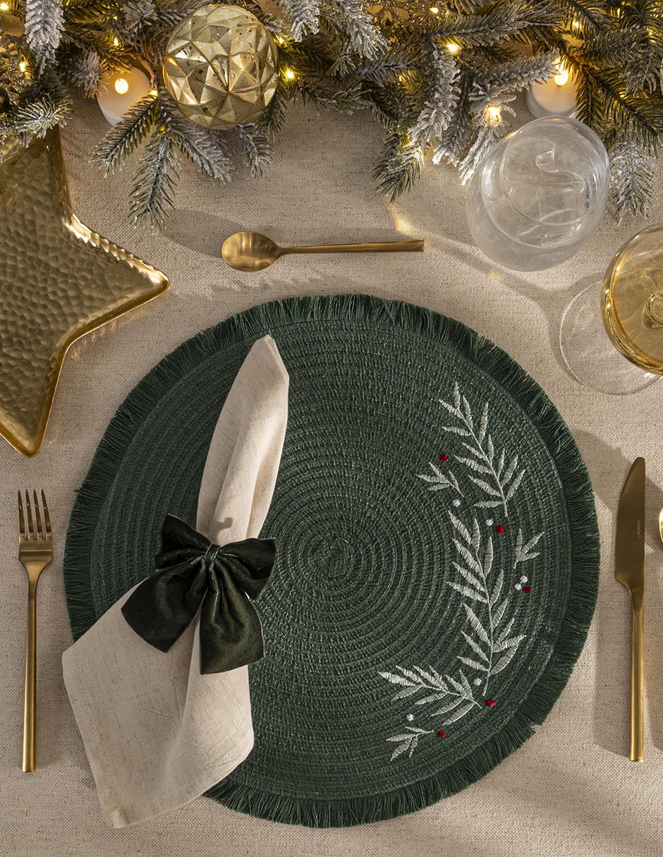 Set mantel individual redondo alpine navidad