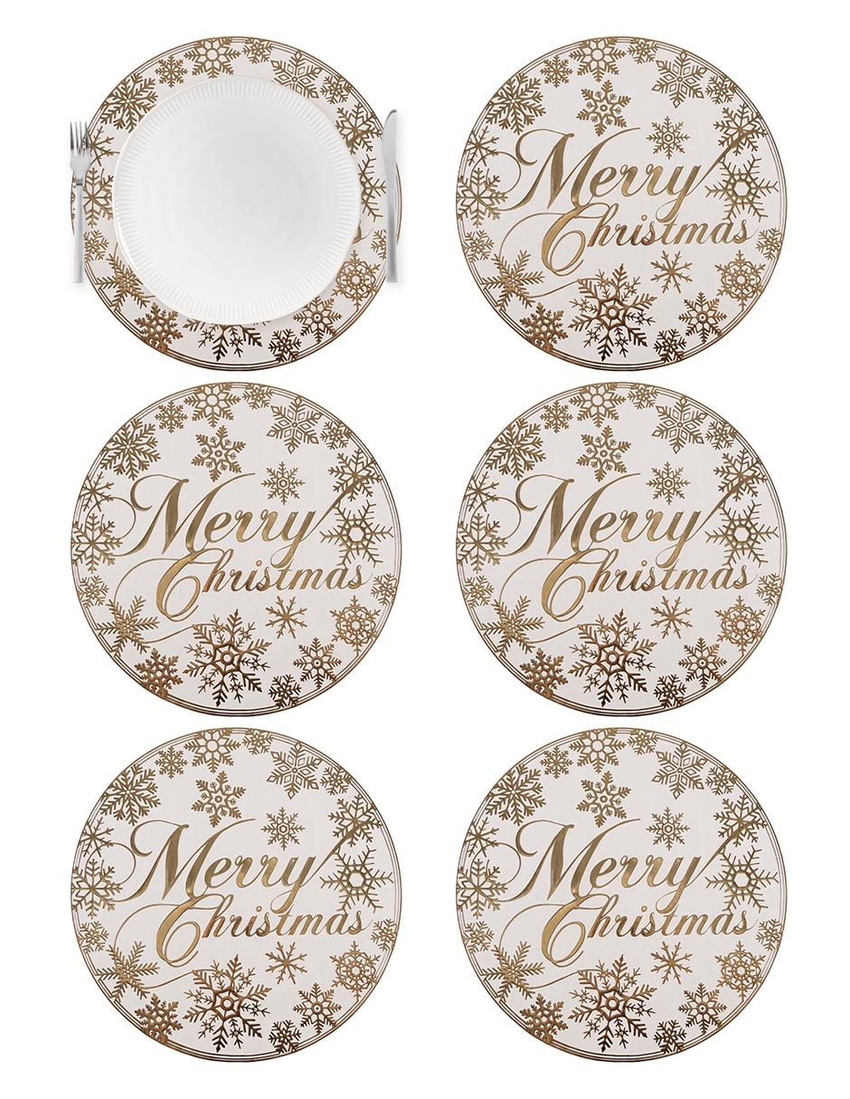 Set mantel individual redondo merry christmas navidad