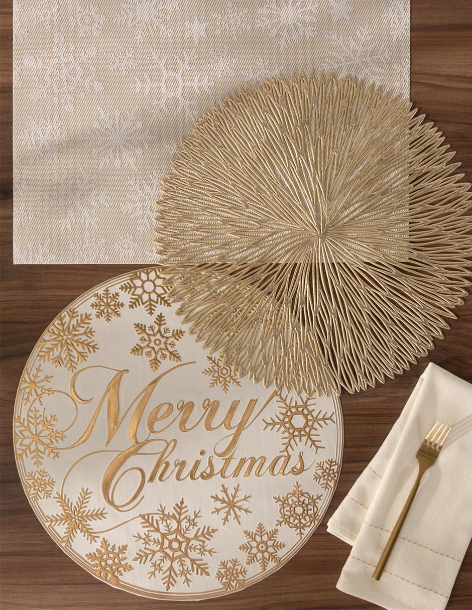Set mantel individual redondo merry christmas navidad