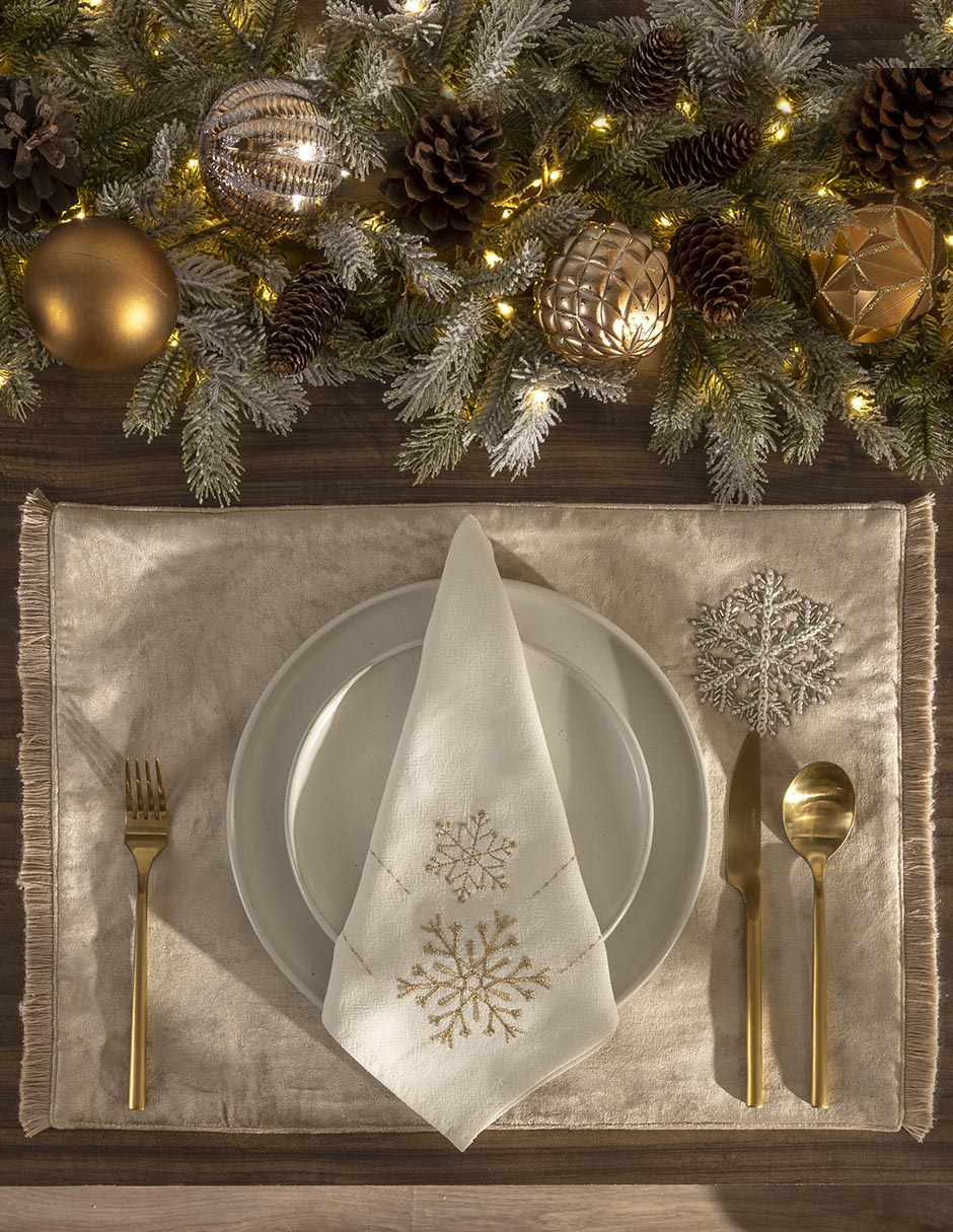 Set mantel individual rectangular snowflake