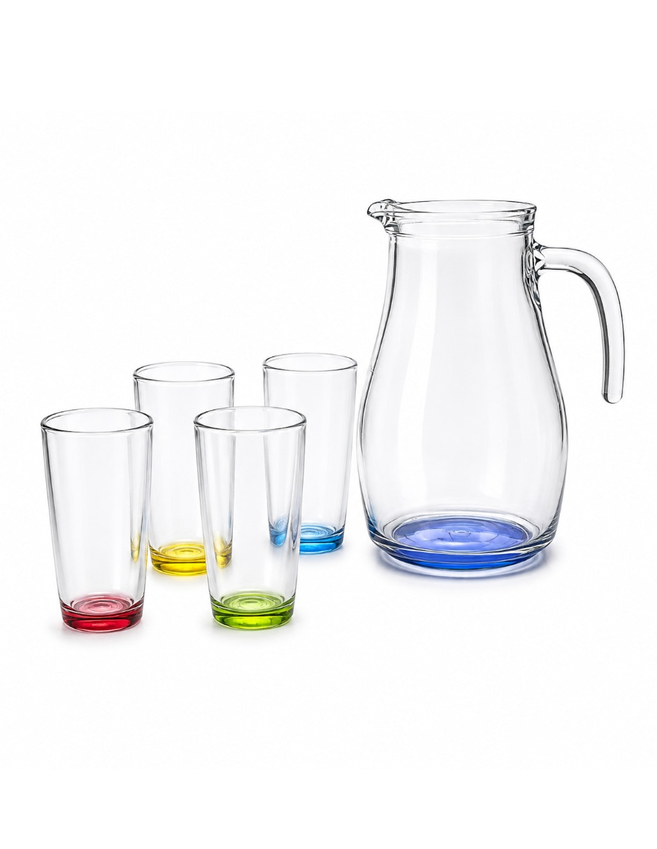 Set jarra con vasos vidrio