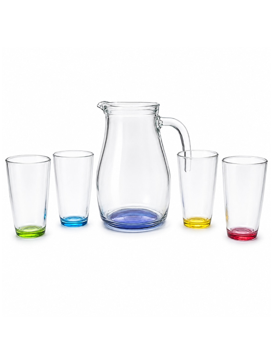 Set jarra con vasos vidrio