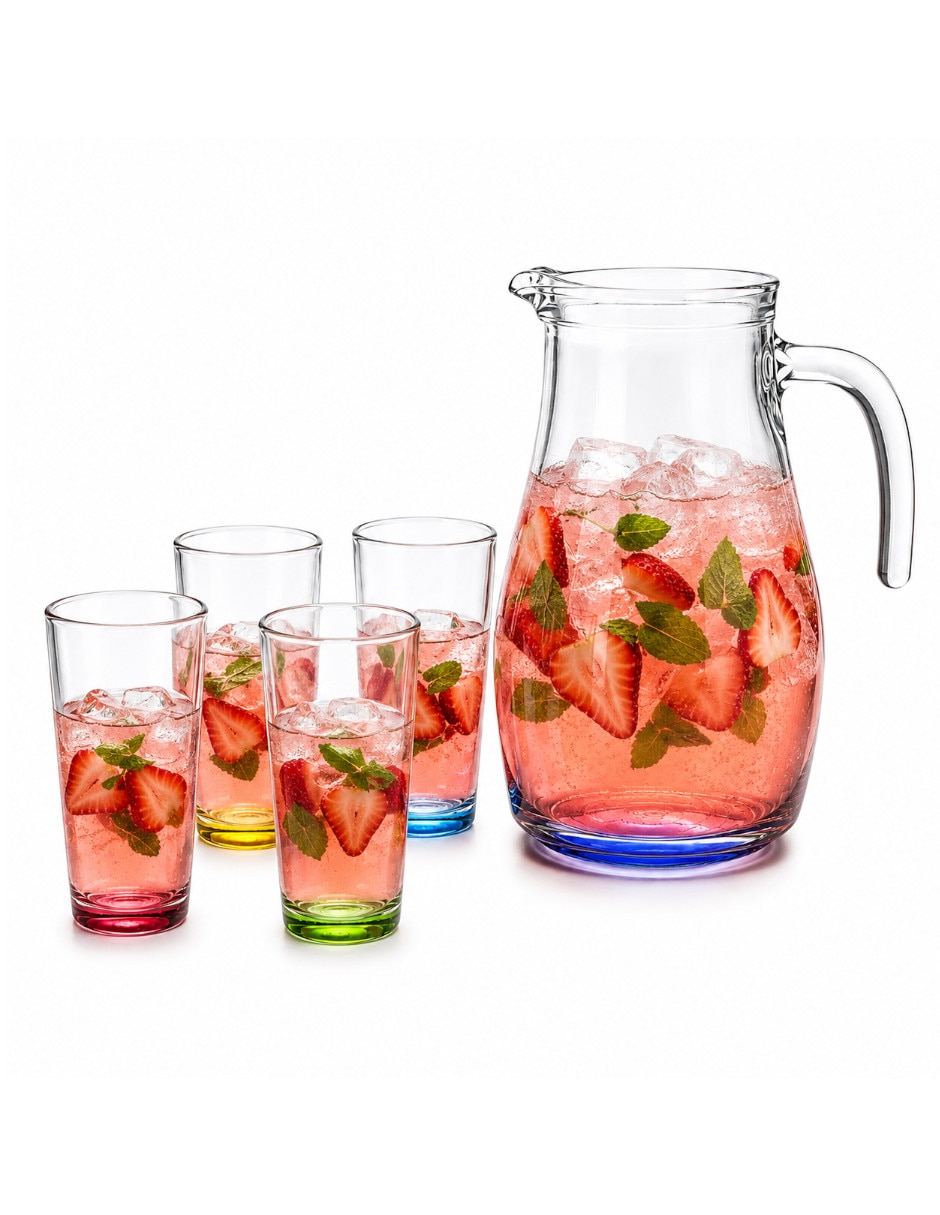 Set jarra con vasos vidrio