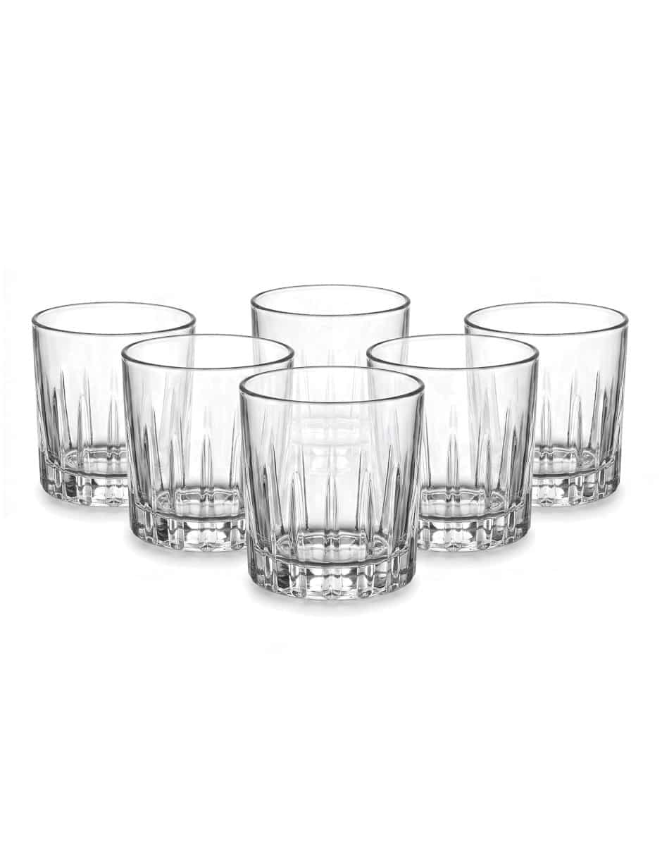 Vaso doble old fashion de vidrio con 6 piezas