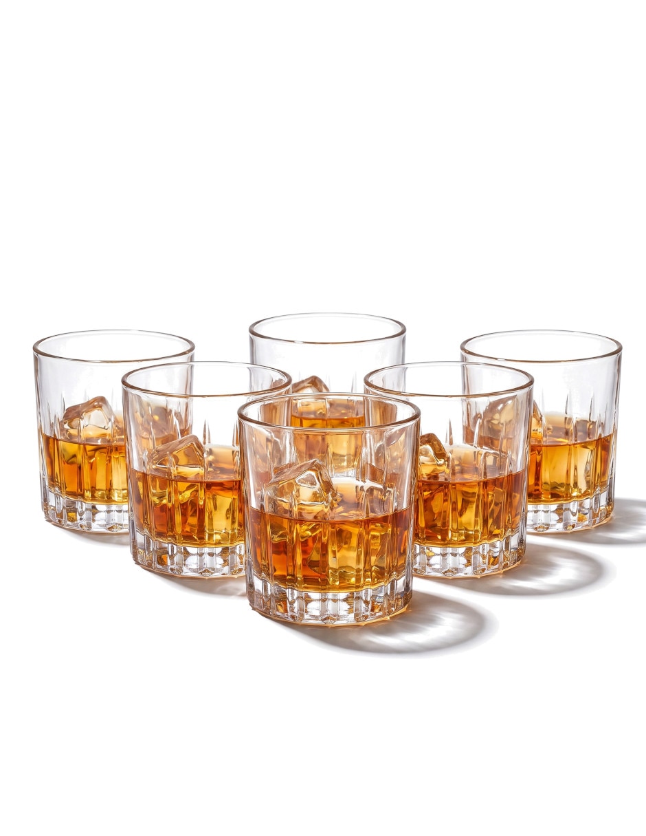 Vaso doble old fashion de vidrio con 6 piezas