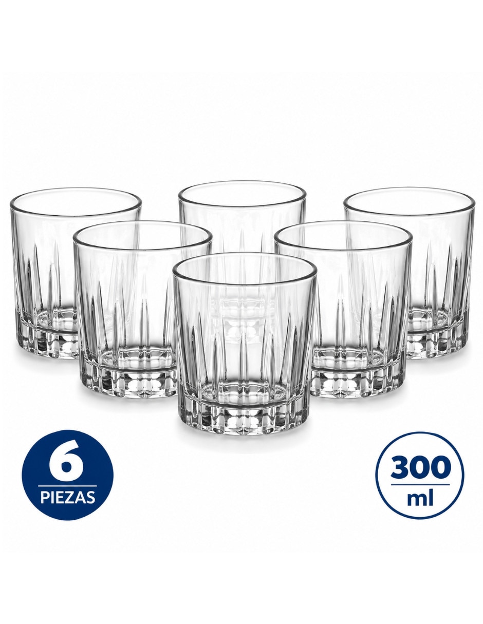 Vaso doble old fashion de vidrio con 6 piezas