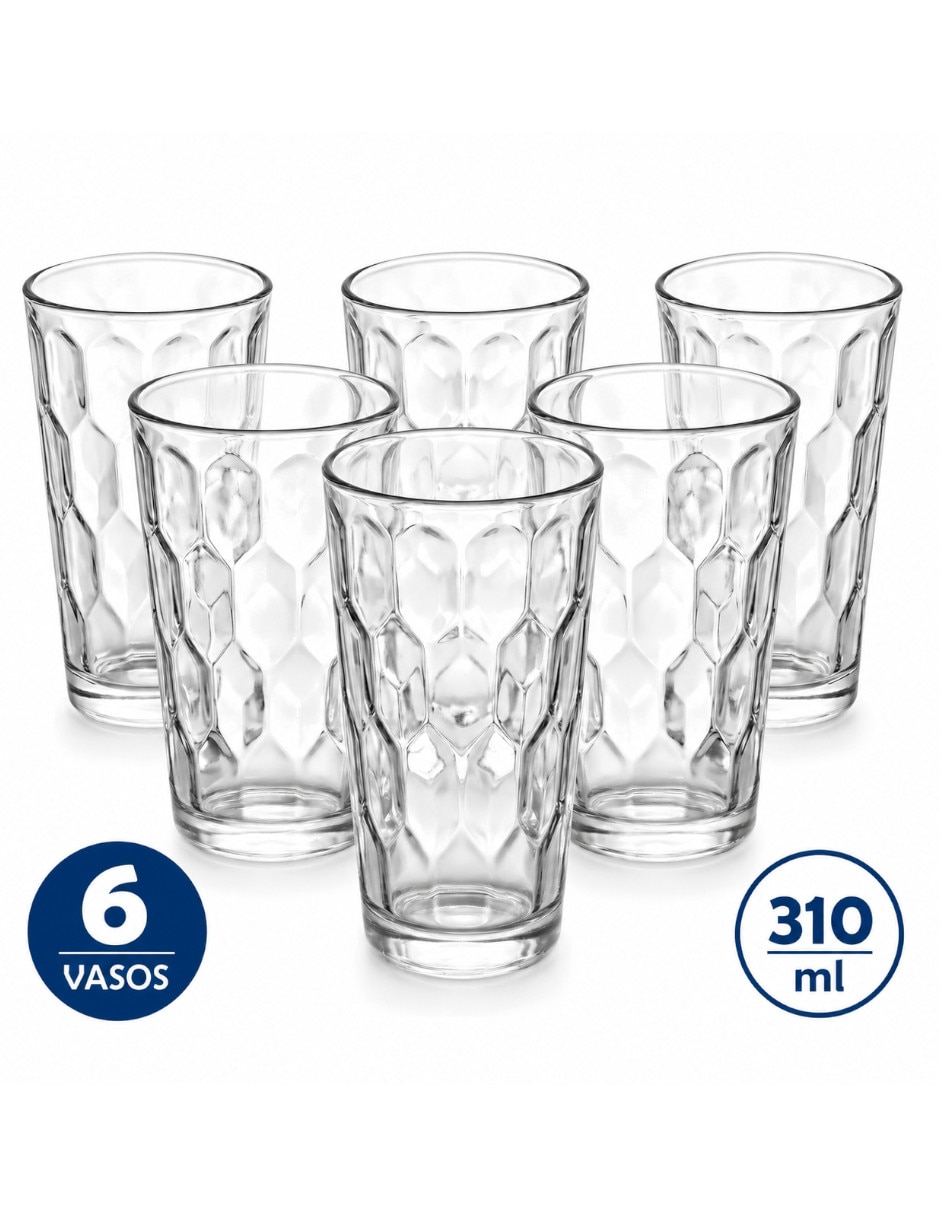 Vaso para agua de vidrio con 6 piezas