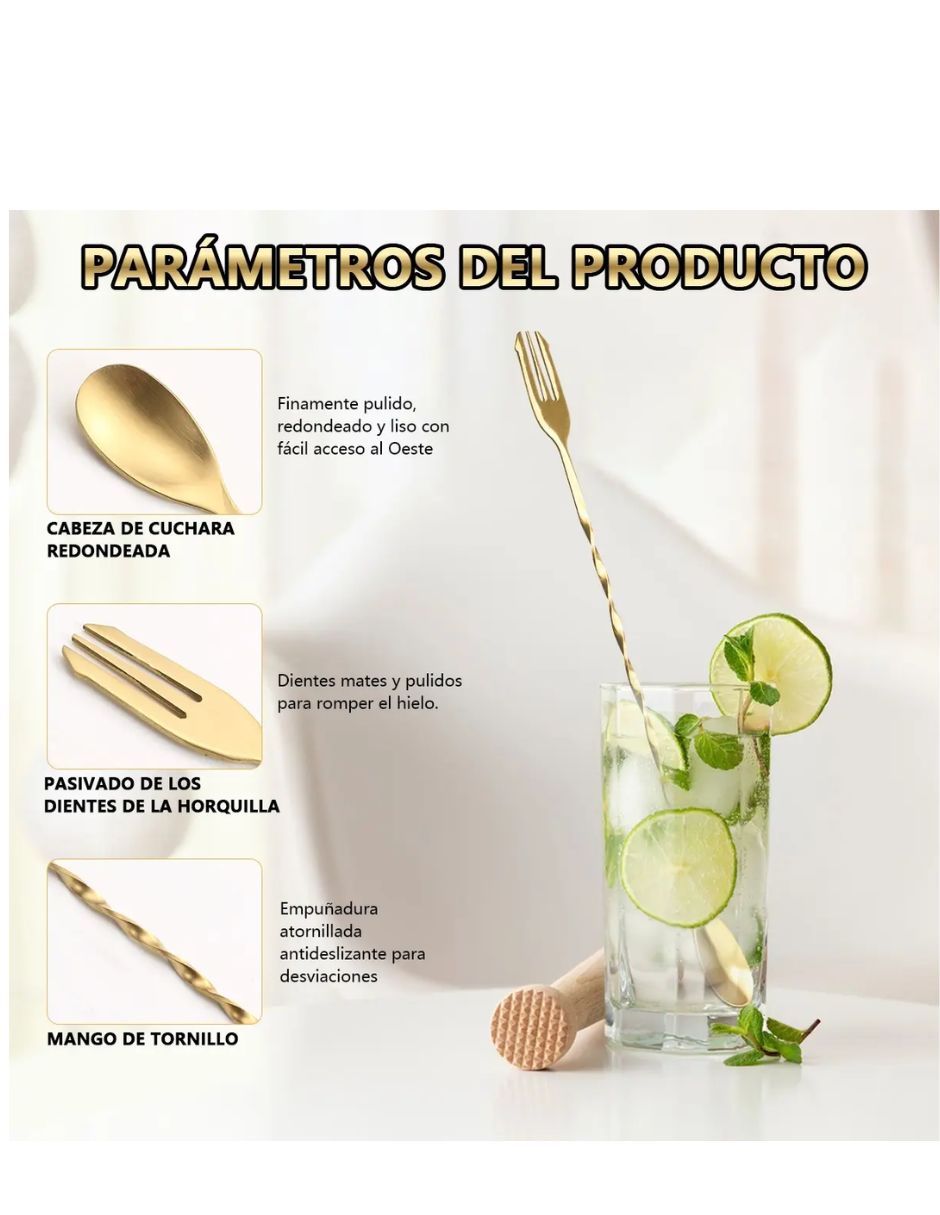 Set agitadores de bebidas de acero inoxidable