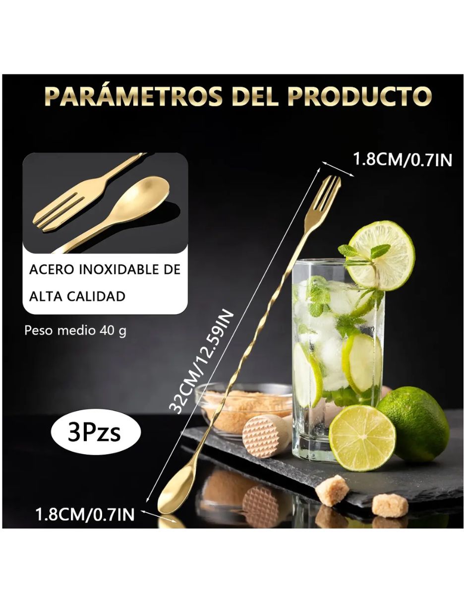Set agitadores de bebidas de acero inoxidable 5