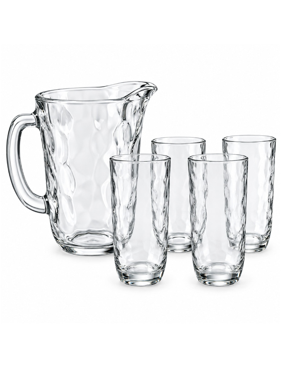 Set jarra con vasos vidrio 4