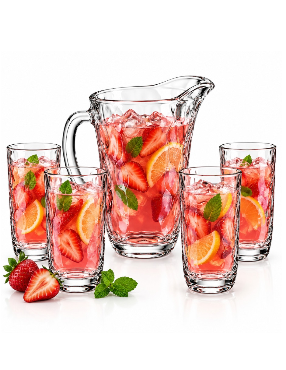 Set jarra con vasos vidrio 3