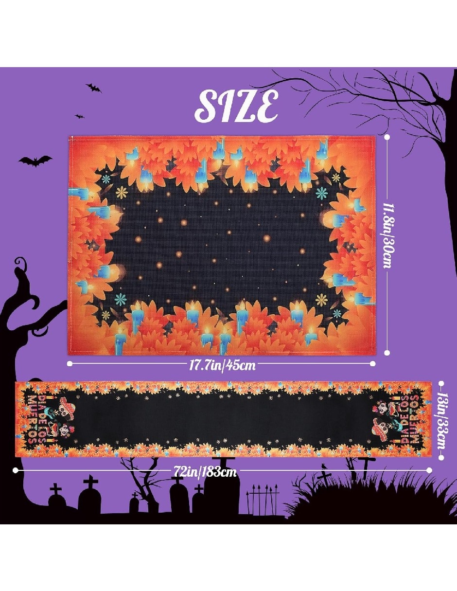 Camino mesa rectangular día de muertos 5