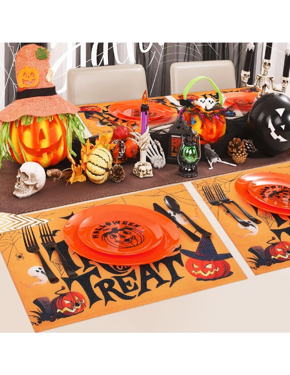 Camino mesa rectangular de lino halloween