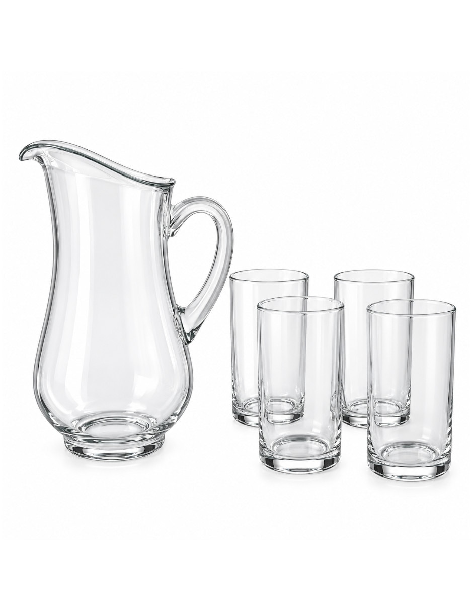 Set jarra con vasos vidrio