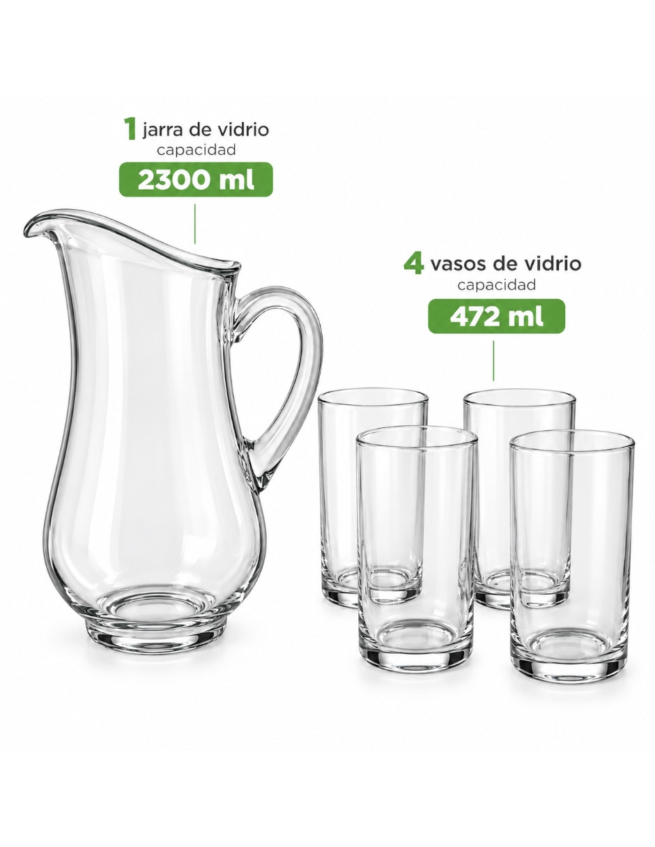 Set jarra con vasos vidrio