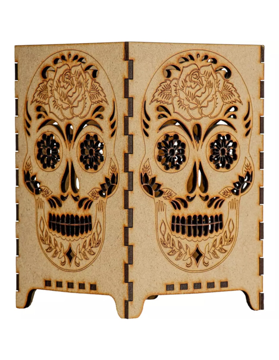 Figura decorativa de lámpara día de muertos lámpara de mdf 5