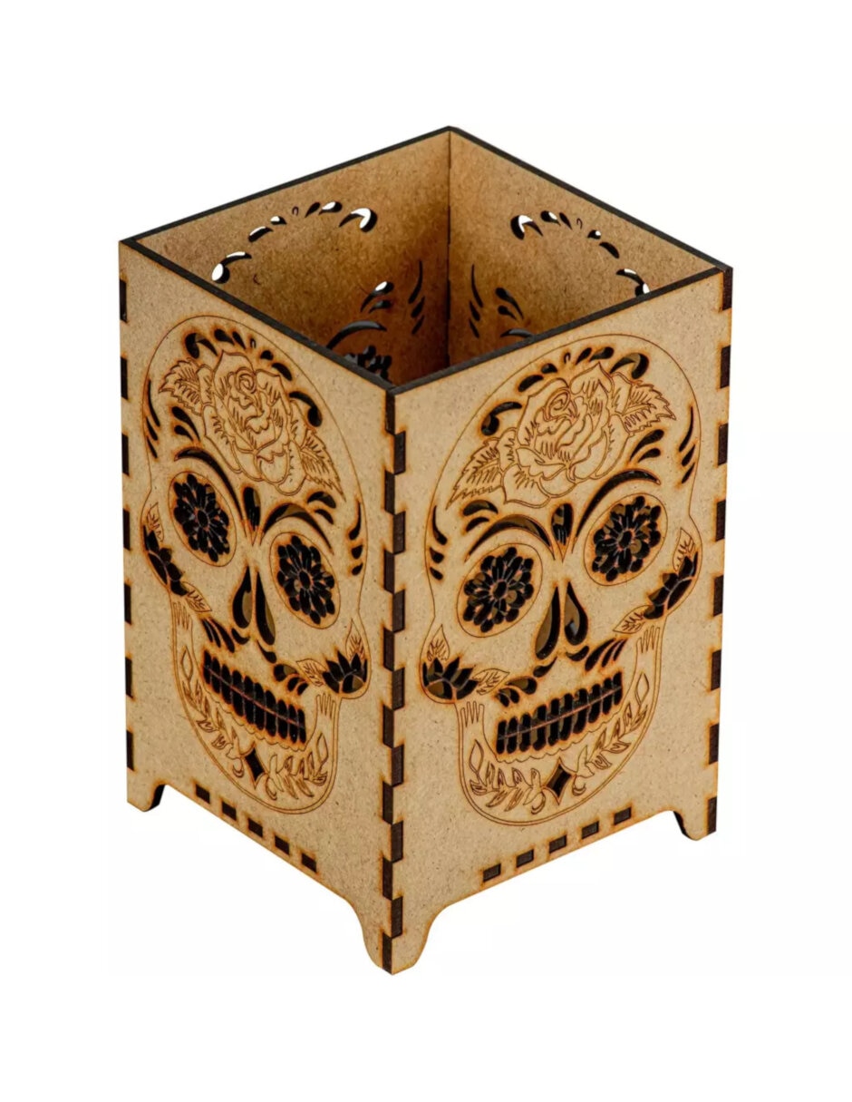 Figura decorativa de lámpara día de muertos lámpara de mdf 4