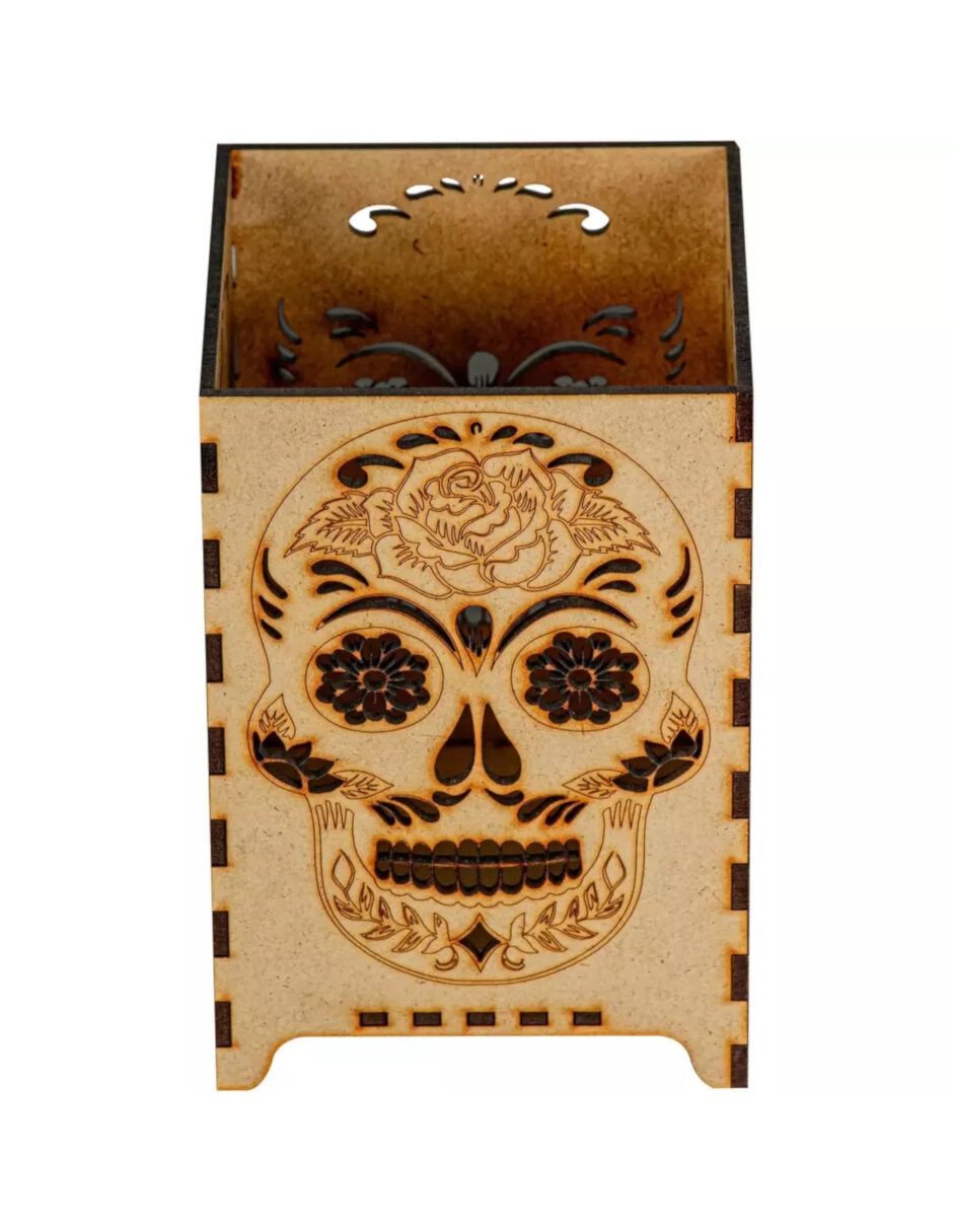 Figura decorativa de lámpara día de muertos lámpara de mdf 3