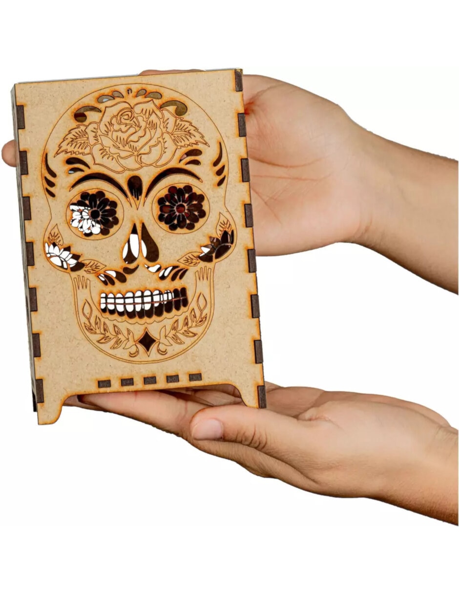 Figura decorativa de lámpara día de muertos lámpara de mdf 2