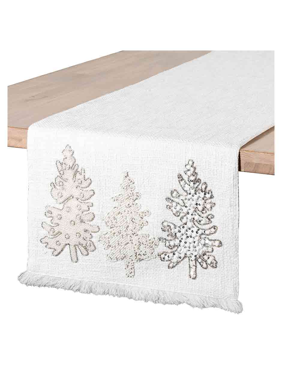 Camino mesa rectangular frost navidad
