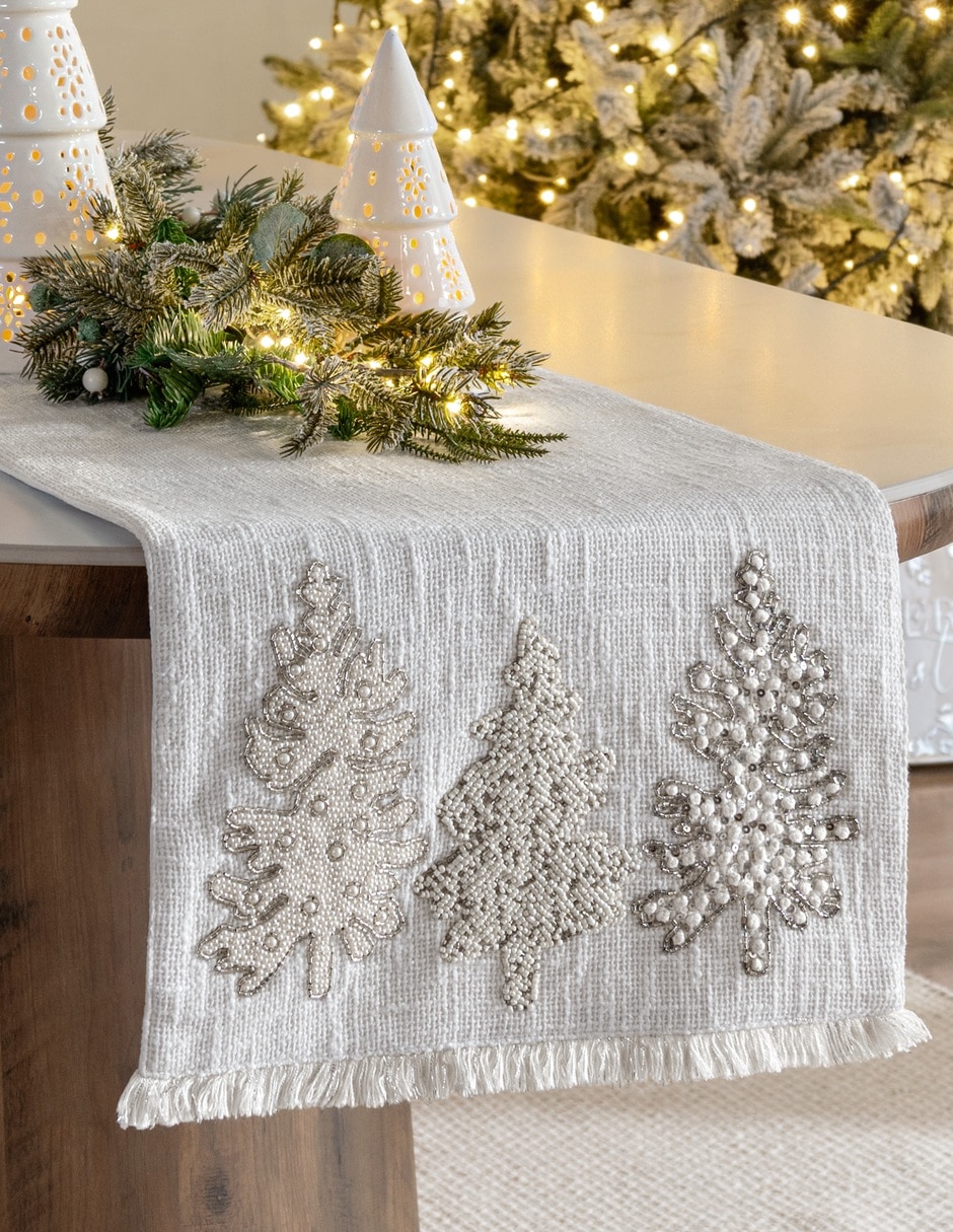 Camino mesa rectangular frost navidad 4