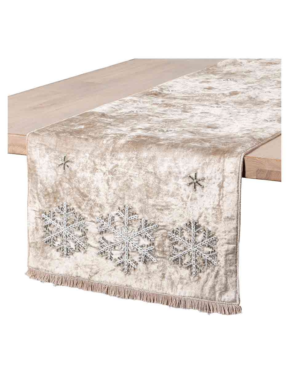 Camino mesa rectangular snowflake navidad
