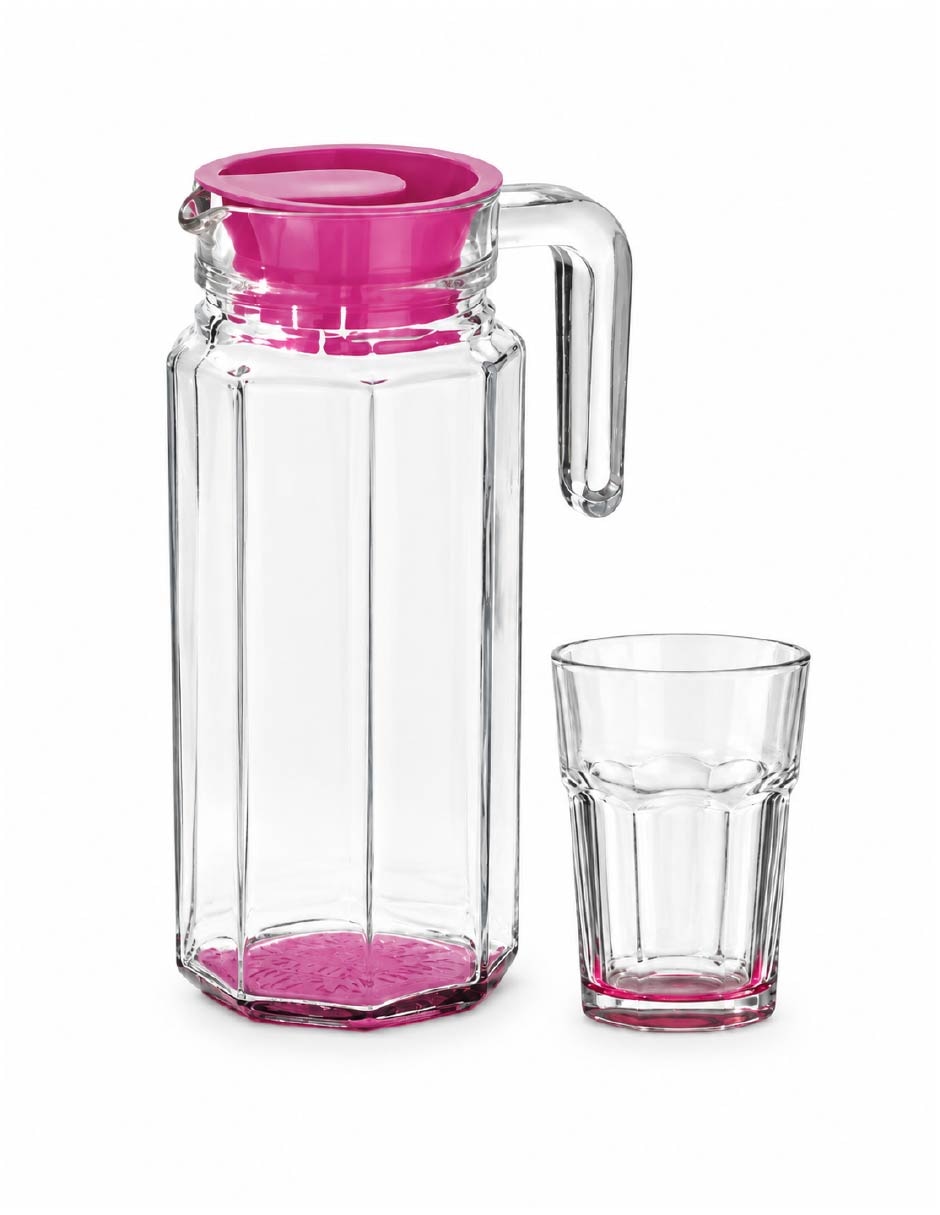 Set jarra con vasos vidrio