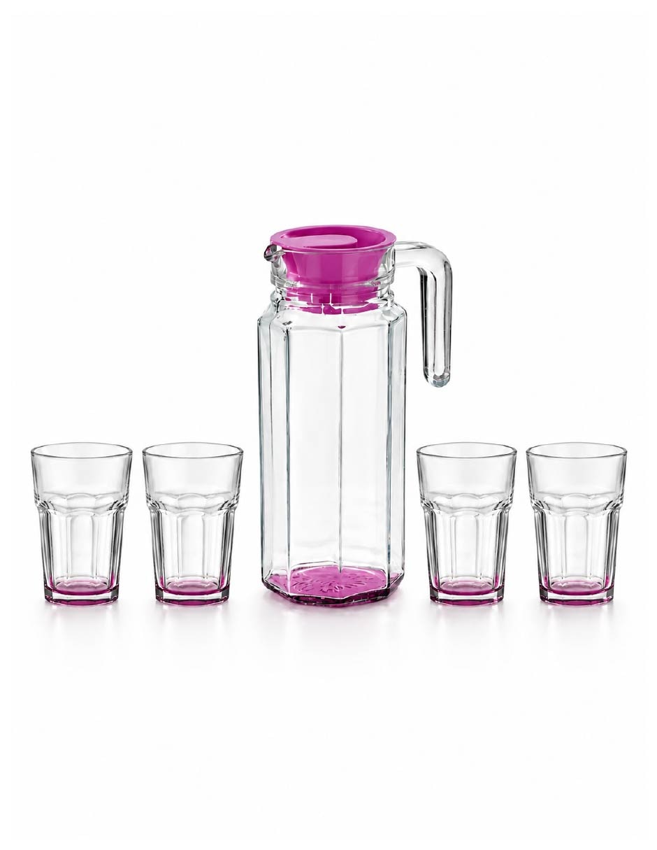 Set jarra con vasos vidrio 3