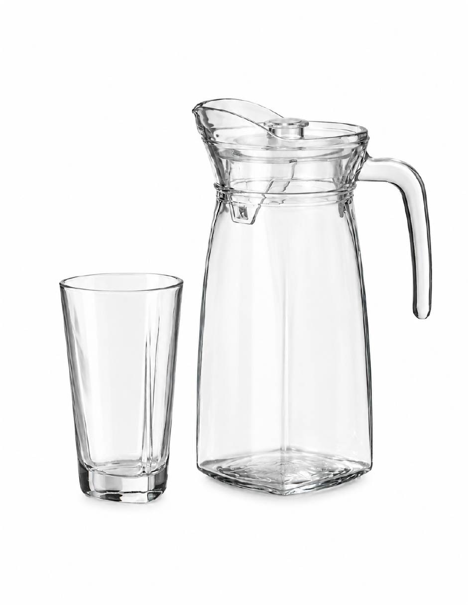 Set jarra con vasos vidrio