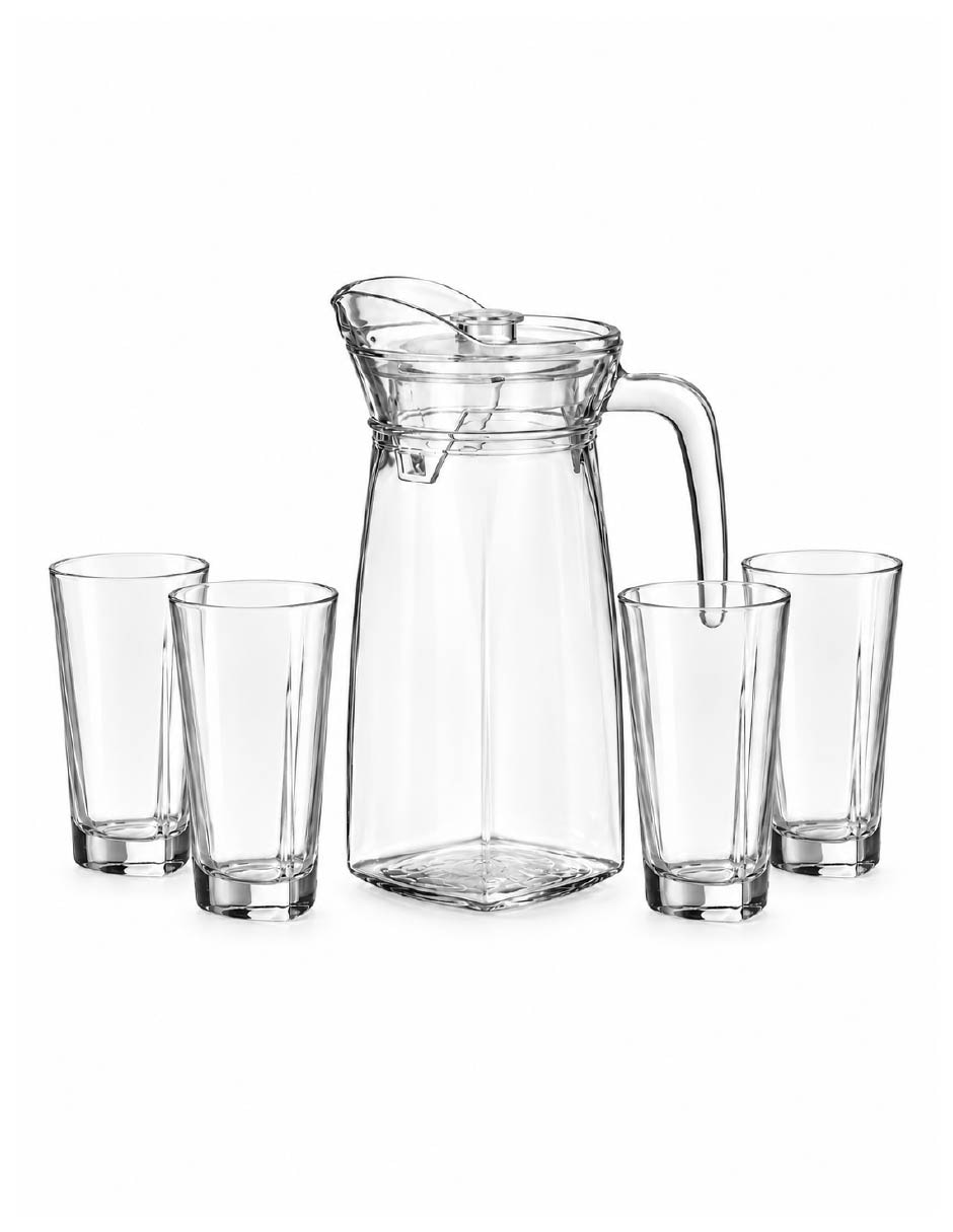 Set jarra con vasos vidrio 3