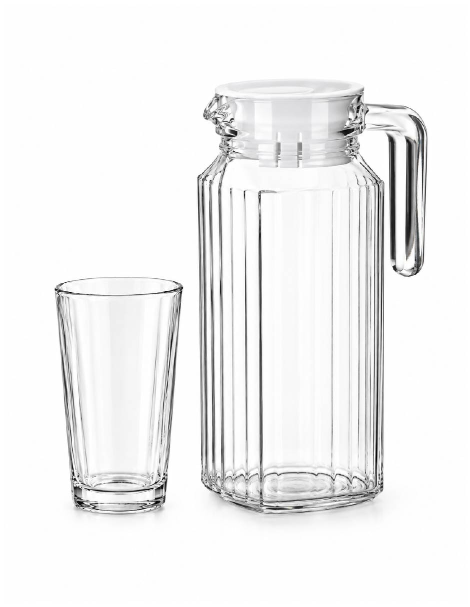 Set jarra con vasos vidrio