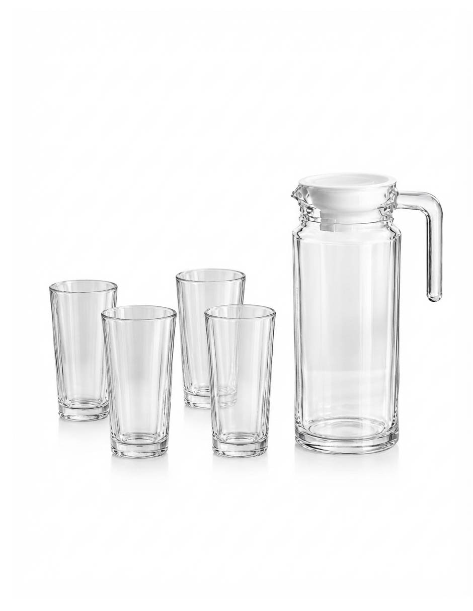 Set jarra con vasos vidrio 3