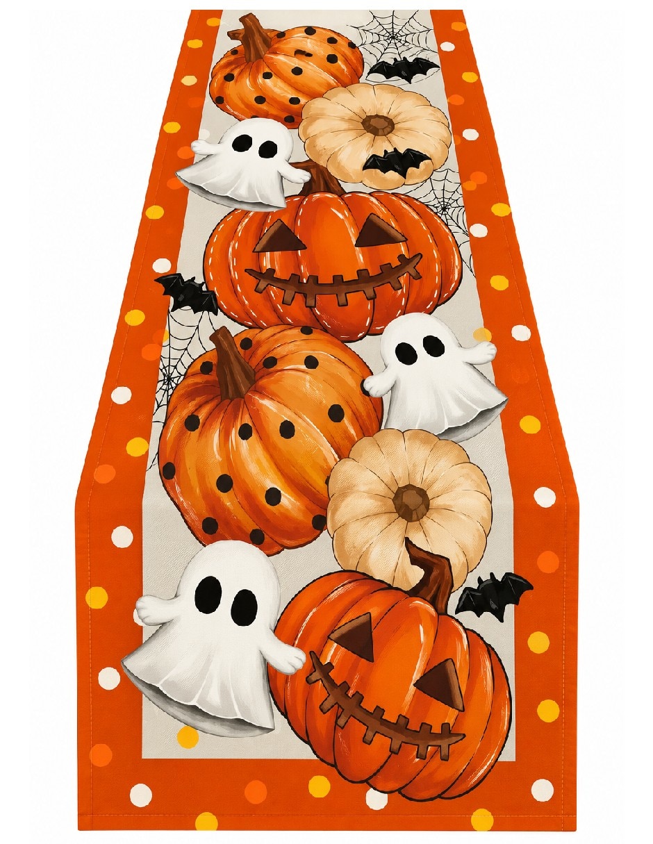 Camino mesa rectangular de lino halloween Camino mesa rectangular de lino halloween