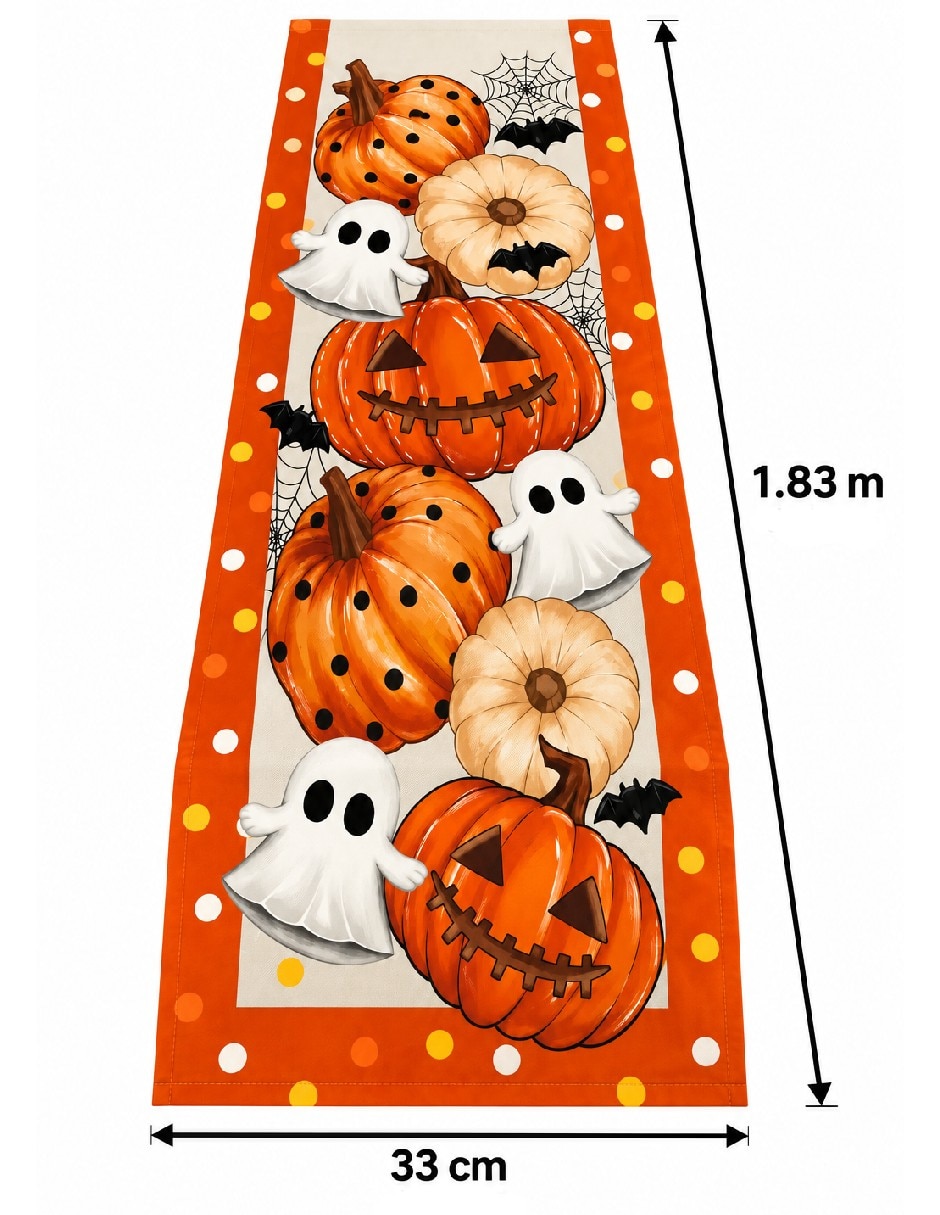 Camino mesa rectangular de lino halloween 3