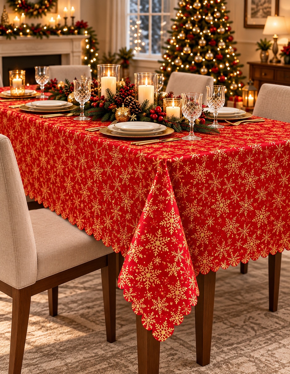 Mantel Rectangular de Poliéster Navidad 1