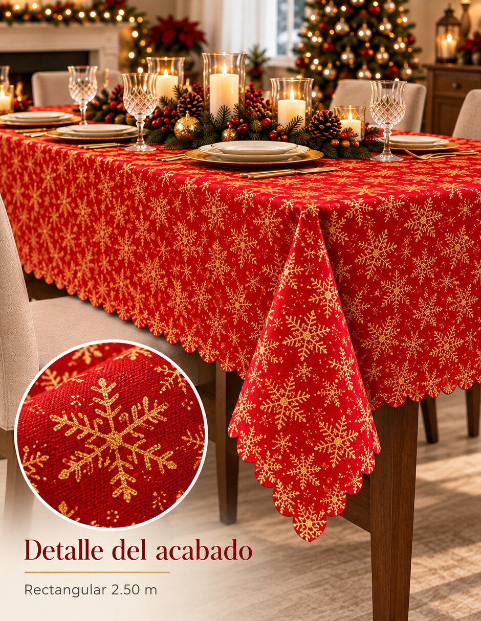 Mantel Rectangular de Poliéster Navidad 4
