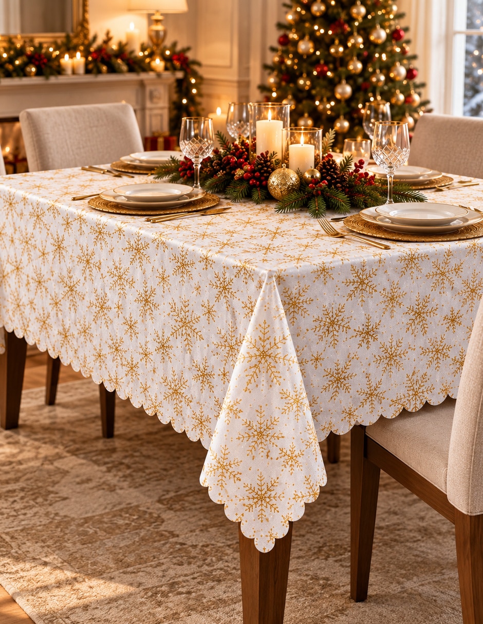 Mantel Rectangular de Poliéster Navidad