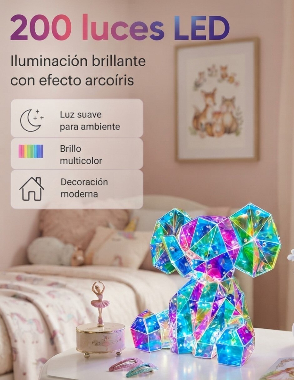 Figura decorativa de elefante geométrica tornazol 3