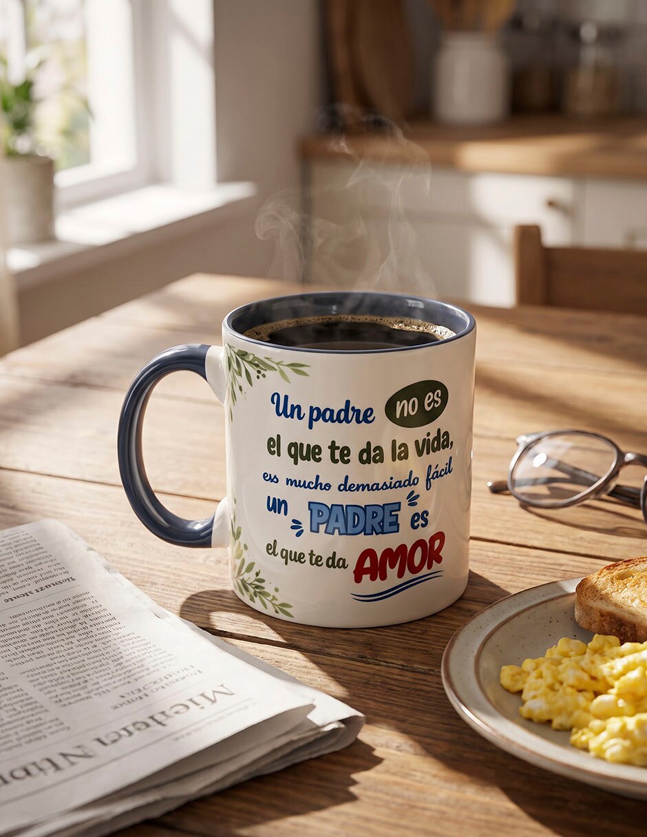 Taza/Set de tazas/Taza con difusor Redonda Alegría Taza de Porcelana Maki Home para Papá 480 ml 16 oz con Asa y Frase 1 pieza piezas 3
