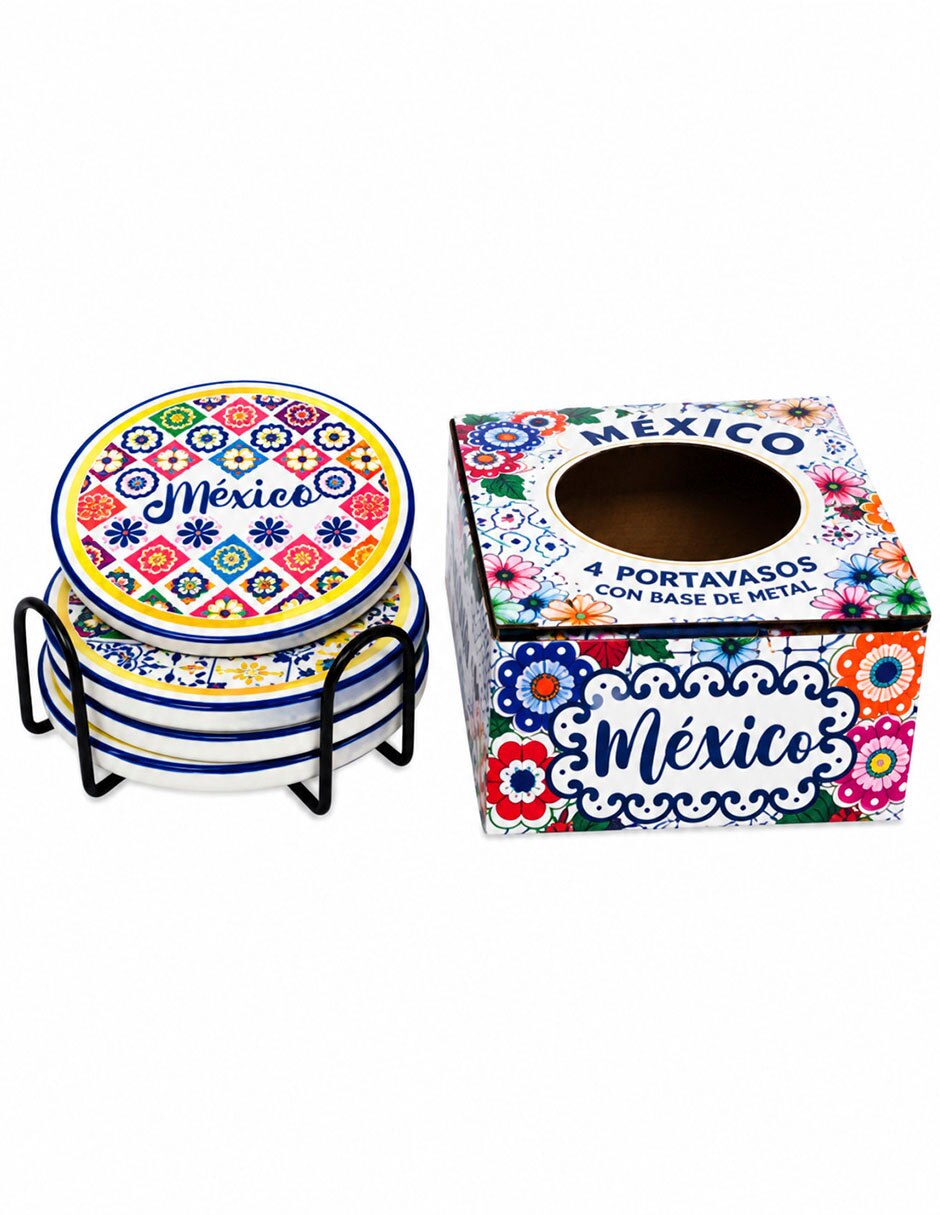 Portavaso/Set de portavasos Mexico Mágico de Porcelana 4 piezas piezas 3